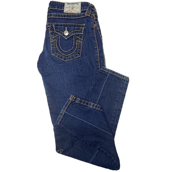 True Religion World Tour Legging Blue Jeans Womens 30 Thick Stitch Multi Color - Picture 1 of 10